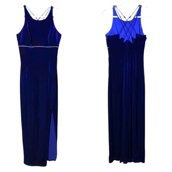 Vintage Y2K Babydoll Velvet Slip Dress 12‎ Maxi FairyGoth Whimsical Hoco Holiday - Picture 1 of 9